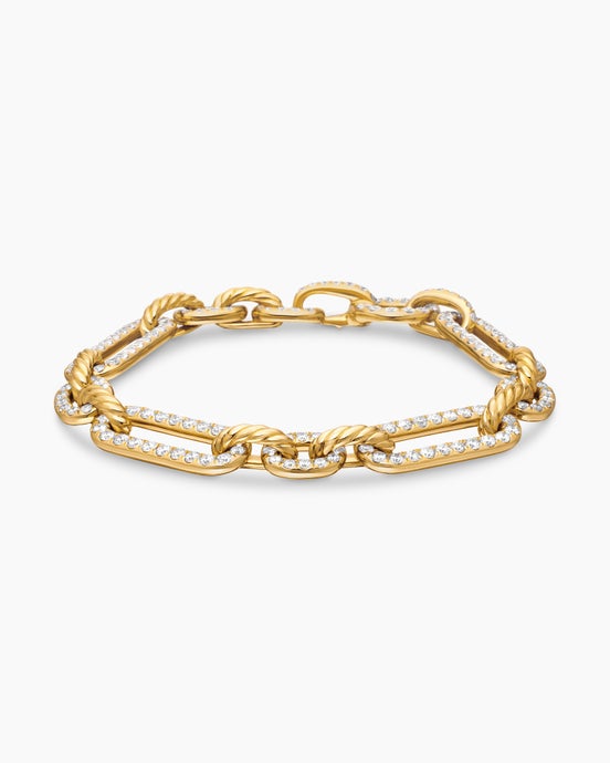 Lexington Chain Bracelet in 18K Yellow Gold with Full Pavé, 9.8mm