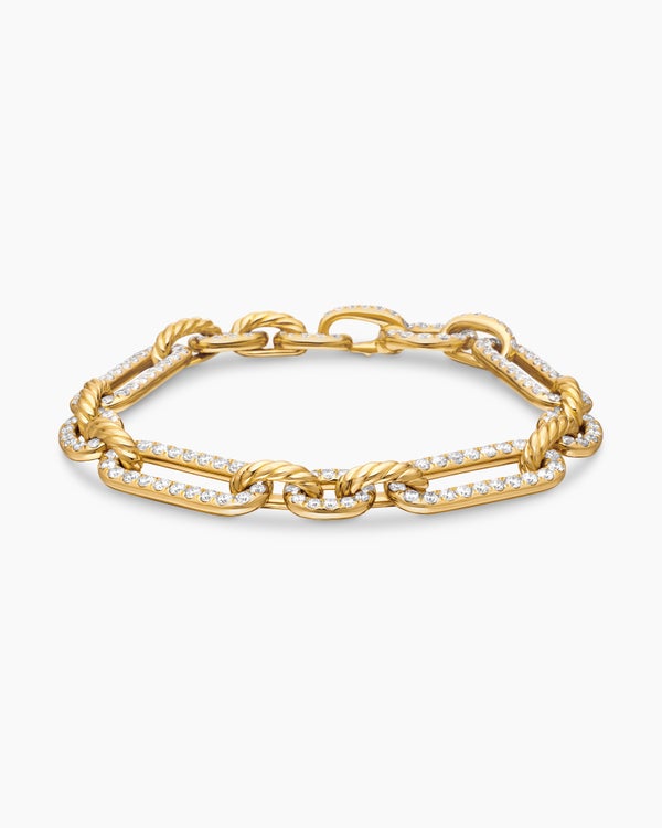Lexington Chain Bracelet in 18K Yellow Gold with Full Pavé Diamonds, 9.8mm