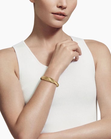 Sculpted Cable Contour Cuff Bracelet in 18K Yellow Gold, 13mm