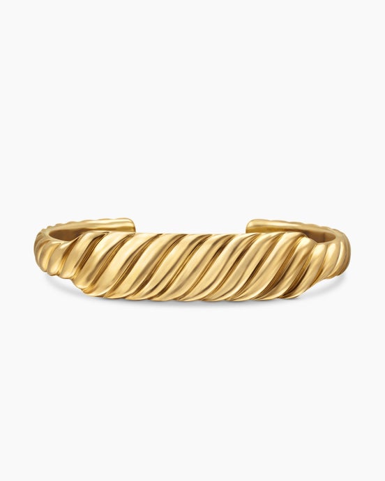 Sculpted Cable Contour Cuff Bracelet in 18K Yellow Gold, 13mm