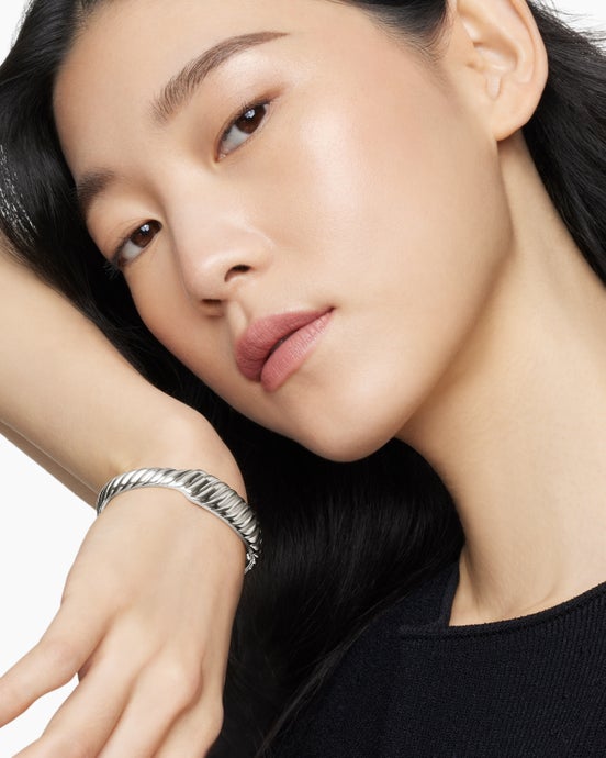 Sculpted Cable Contour Cuff Bracelet in Sterling Silver, 13mm