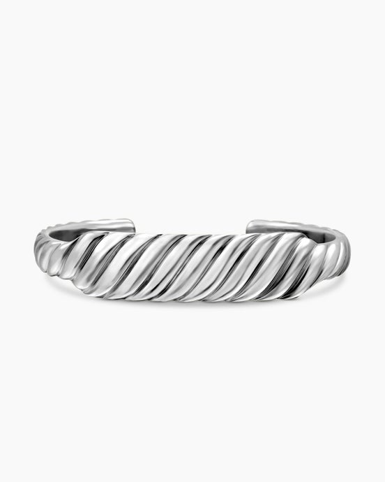 Sculpted Cable Contour Cuff Bracelet in Sterling Silver, 13mm