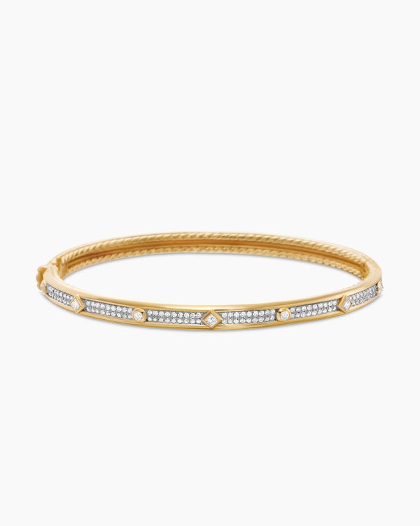 Modern Renaissance Bangle Bracelet in 18K Yellow Gold with Full Pavé, 4.5mm