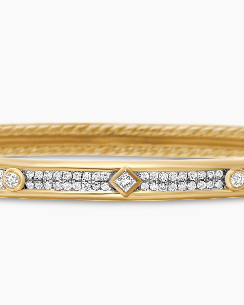 Womens Modern Renaissance® Bangle Bracelet in 18K Yellow Gold with Full Pavé Diamonds, 4.5mm