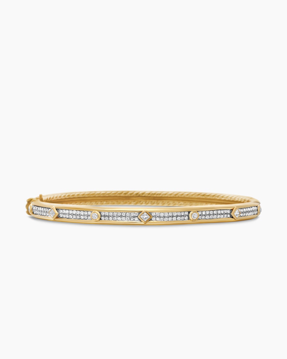 Womens Modern Renaissance® Bangle Bracelet in 18K Yellow Gold with Full Pavé Diamonds, 4.5mm