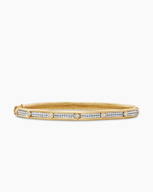 Womens Modern Renaissance® Bangle Bracelet in 18K Yellow Gold with Full Pavé Diamonds, 4.5mm