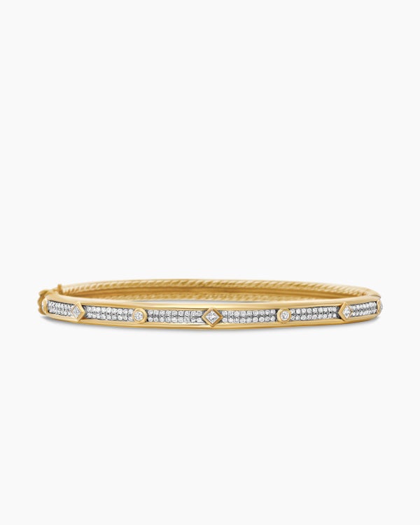 Modern Renaissance Bangle Bracelet in 18K Yellow Gold with Full Pavé, 4.5mm