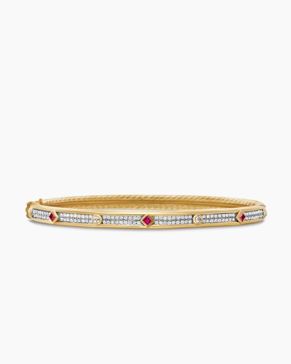 Modern Renaissance Bangle Bracelet in 18K Yellow Gold with Full Pavé, 4.5mm