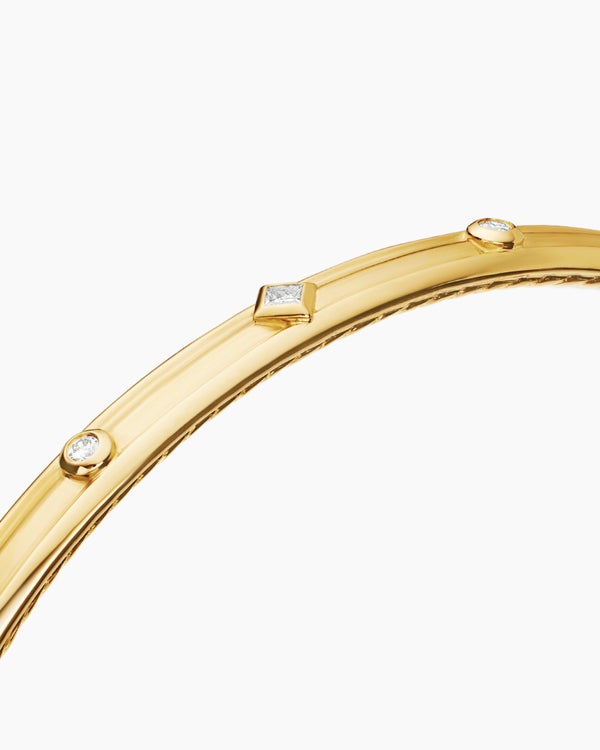 Modern Renaissance Bangle Bracelet in 18K Yellow Gold with Diamonds, 4.5mm
