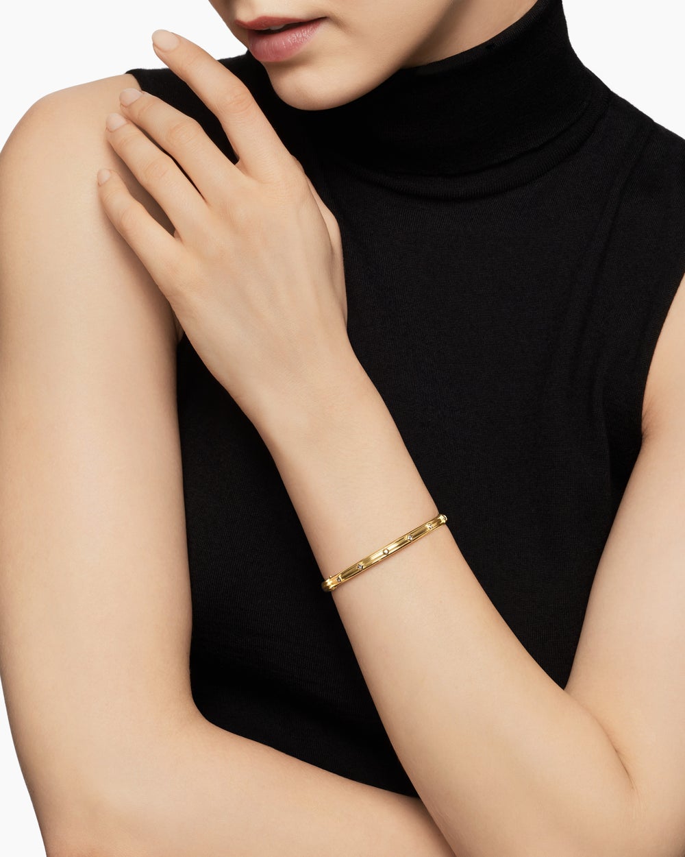 Bracelet jonc Modern Renaissance® en or jaune 18 carats avec diamants, 4,5 mm femmes