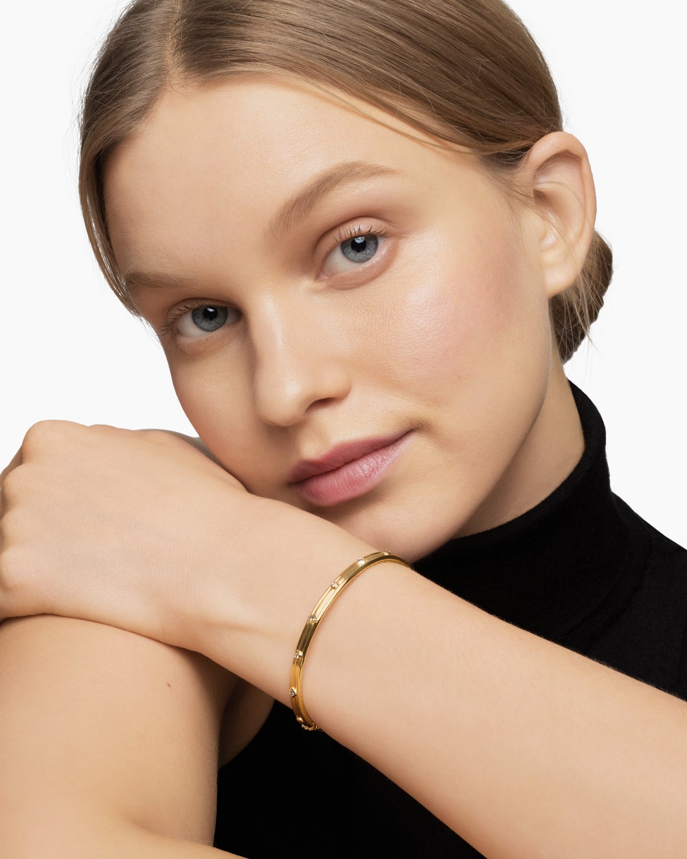 Bracelet jonc Modern Renaissance® en or jaune 18 carats avec diamants, 4,5 mm femmes