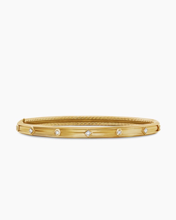 Modern Renaissance Bangle Bracelet in 18K Yellow Gold with Diamonds, 4.5mm