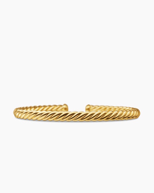 Womens Modern Oval Cablespira® Bracelet in 18K Yellow Gold, 4.5mm