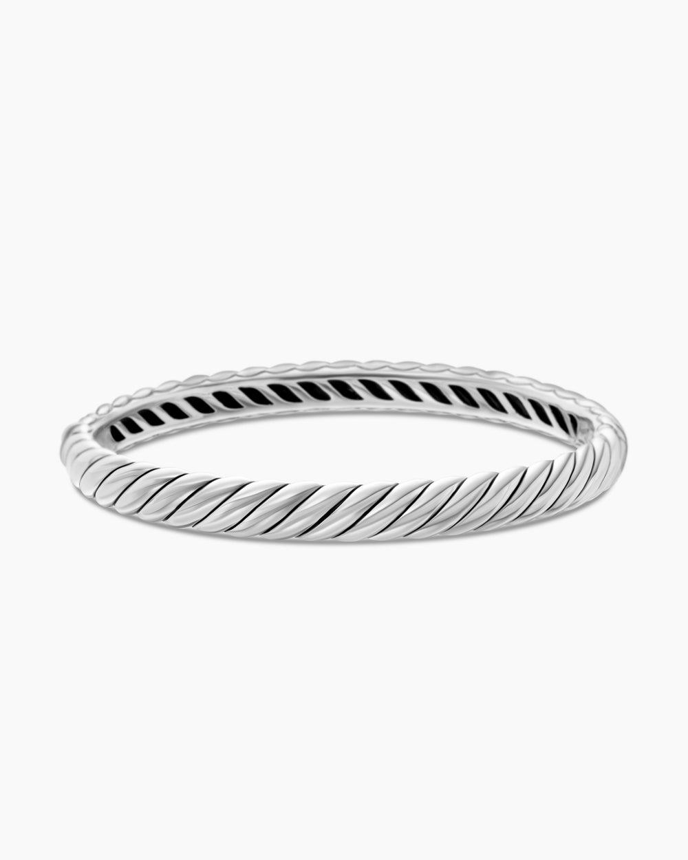 Womens Sculpted Cable Bangle Bracelet in Sterling Silver, 7mm