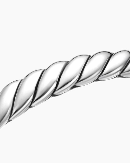 Womens Sculpted Cable Bangle Bracelet in Sterling Silver, 7mm