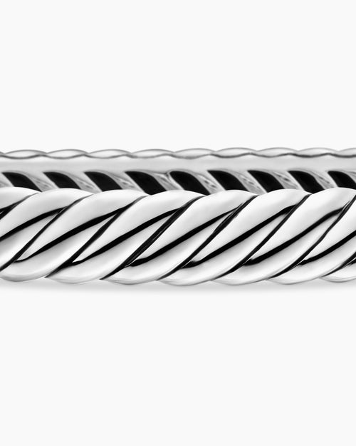 Womens Sculpted Cable Bangle Bracelet in Sterling Silver, 7mm