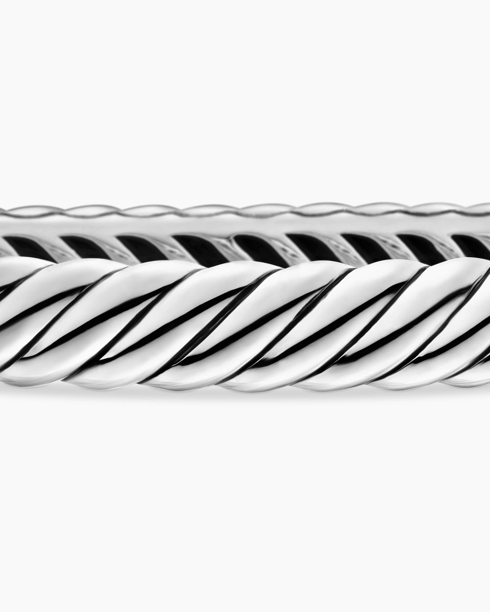 Womens Sculpted Cable Bangle Bracelet in Sterling Silver, 7mm