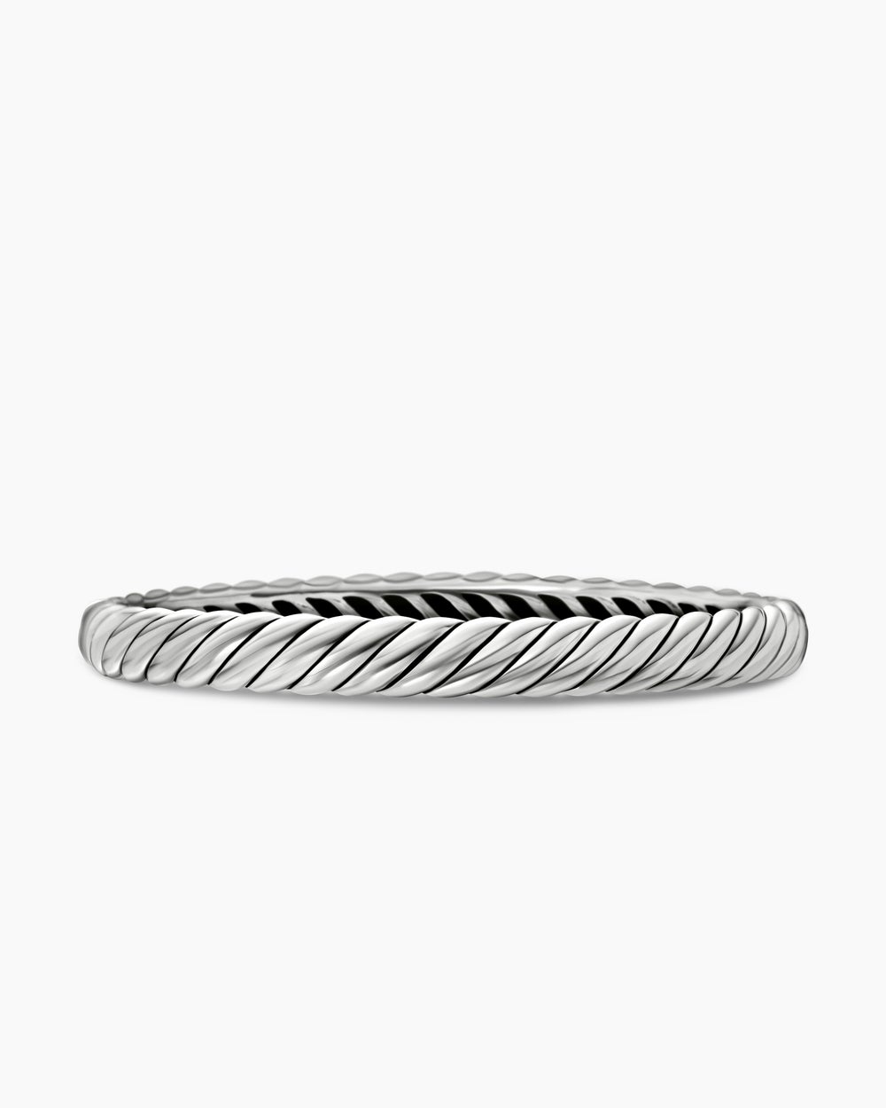 Womens Sculpted Cable Bangle Bracelet in Sterling Silver, 7mm