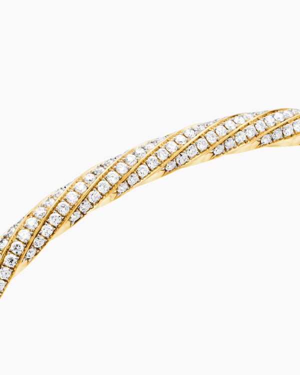 Cable Edge® Bangle Bracelet in 18K Yellow Gold with Diamonds, 4mm