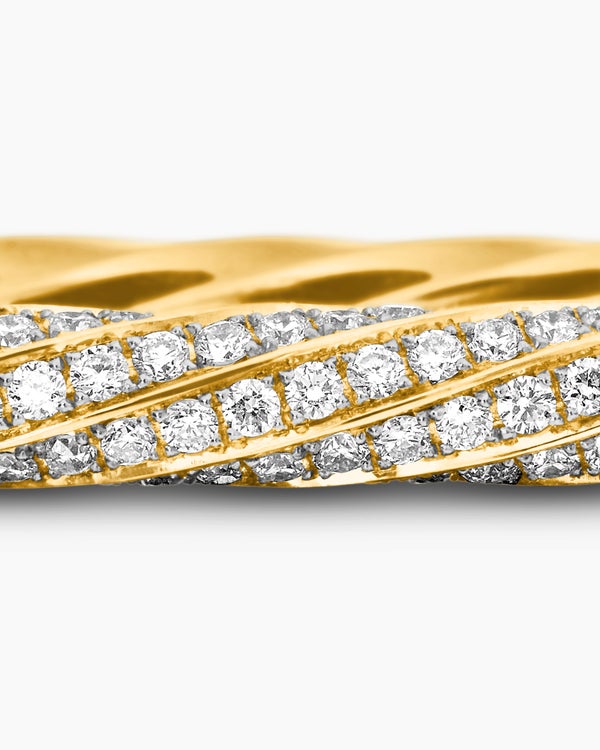 Cable Edge® Bangle Bracelet in 18K Yellow Gold with Diamonds, 4mm