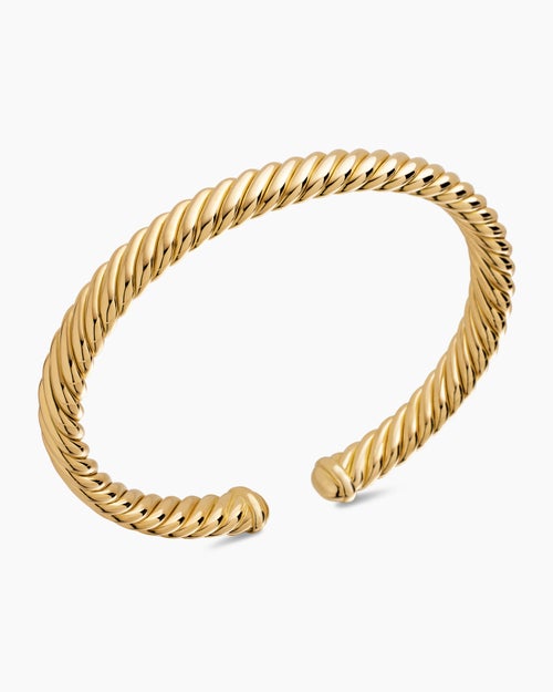 Womens Modern Oval Cablespira® Bracelet in 18K Yellow Gold, 7mm