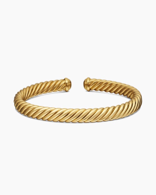 Womens Modern Oval Cablespira® Bracelet in 18K Yellow Gold, 7mm
