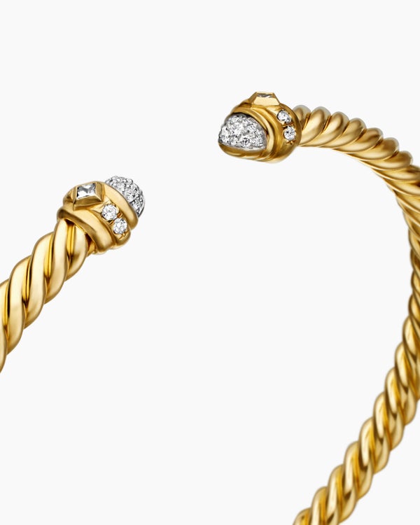 Renaissance Oval Cablespira Bracelet in 18K Yellow Gold with Diamonds, 4.5mm