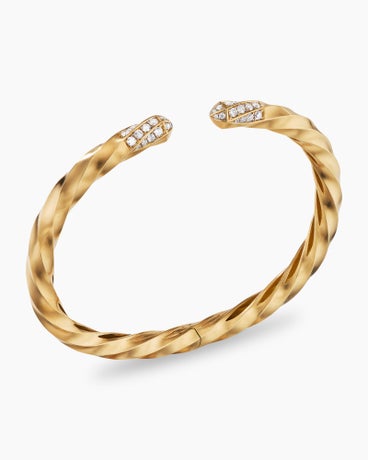 Cable Edge® Bracelet in 18K Yellow Gold with Diamonds, 5.5mm
