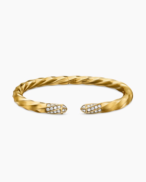 Cable Edge Bracelet in 18K Yellow Gold with Diamonds, 5.5mm