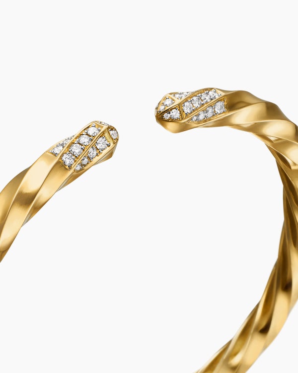 Cable Edge Bracelet in 18K Yellow Gold with Diamonds, 5.5mm