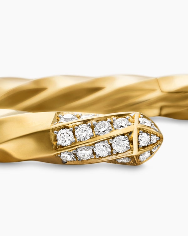 Cable Edge Bracelet in 18K Yellow Gold with Diamonds, 5.5mm