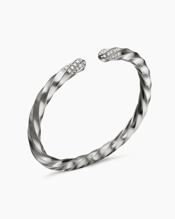 Cable Edge® Bracelet in Sterling Silver with Diamonds, 5.5mm
