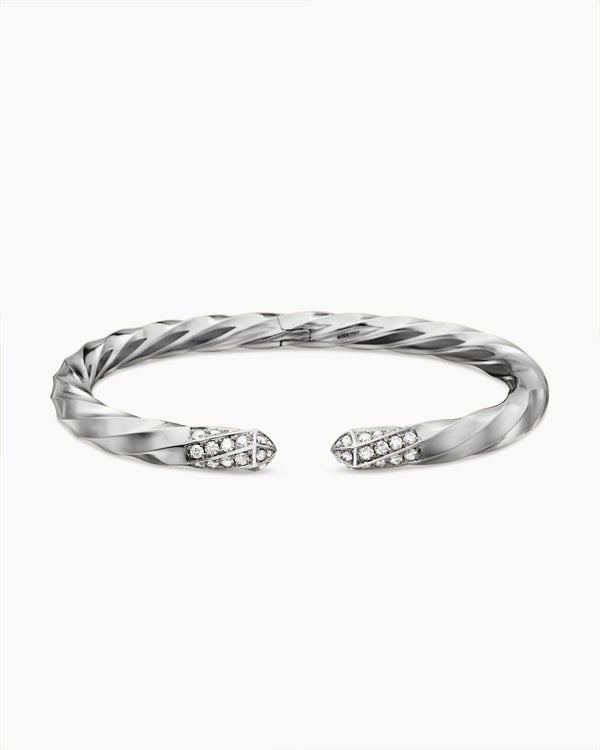 Cable Edge® Bracelet in Sterling Silver with Diamonds, 5.5mm