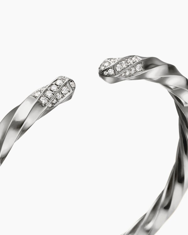 Cable Edge® Bracelet in Sterling Silver with Diamonds, 5.5mm