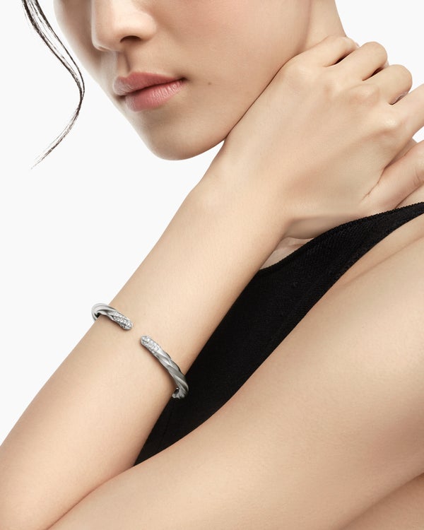 Cable Edge® Bracelet in Sterling Silver with Diamonds, 5.5mm