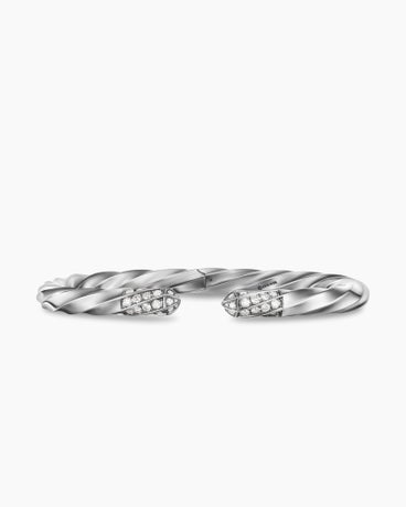Cable Edge® Bracelet in Sterling Silver with Diamonds, 5.5mm
