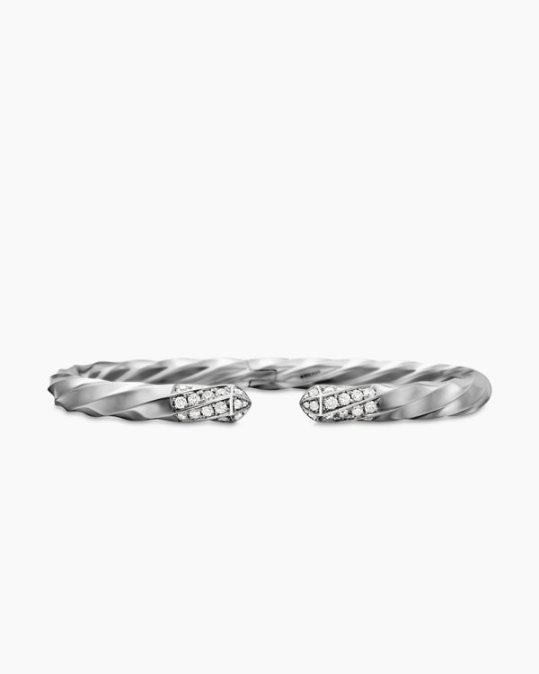 Cable Edge® Bracelet in Sterling Silver with Diamonds, 5.5mm