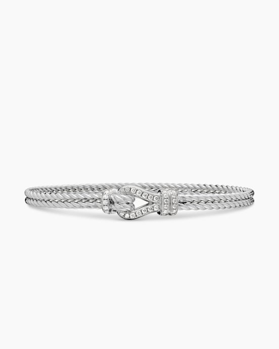 Thoroughbred Loop Bracelet in Sterling Silver with Pavé, 4.5mm