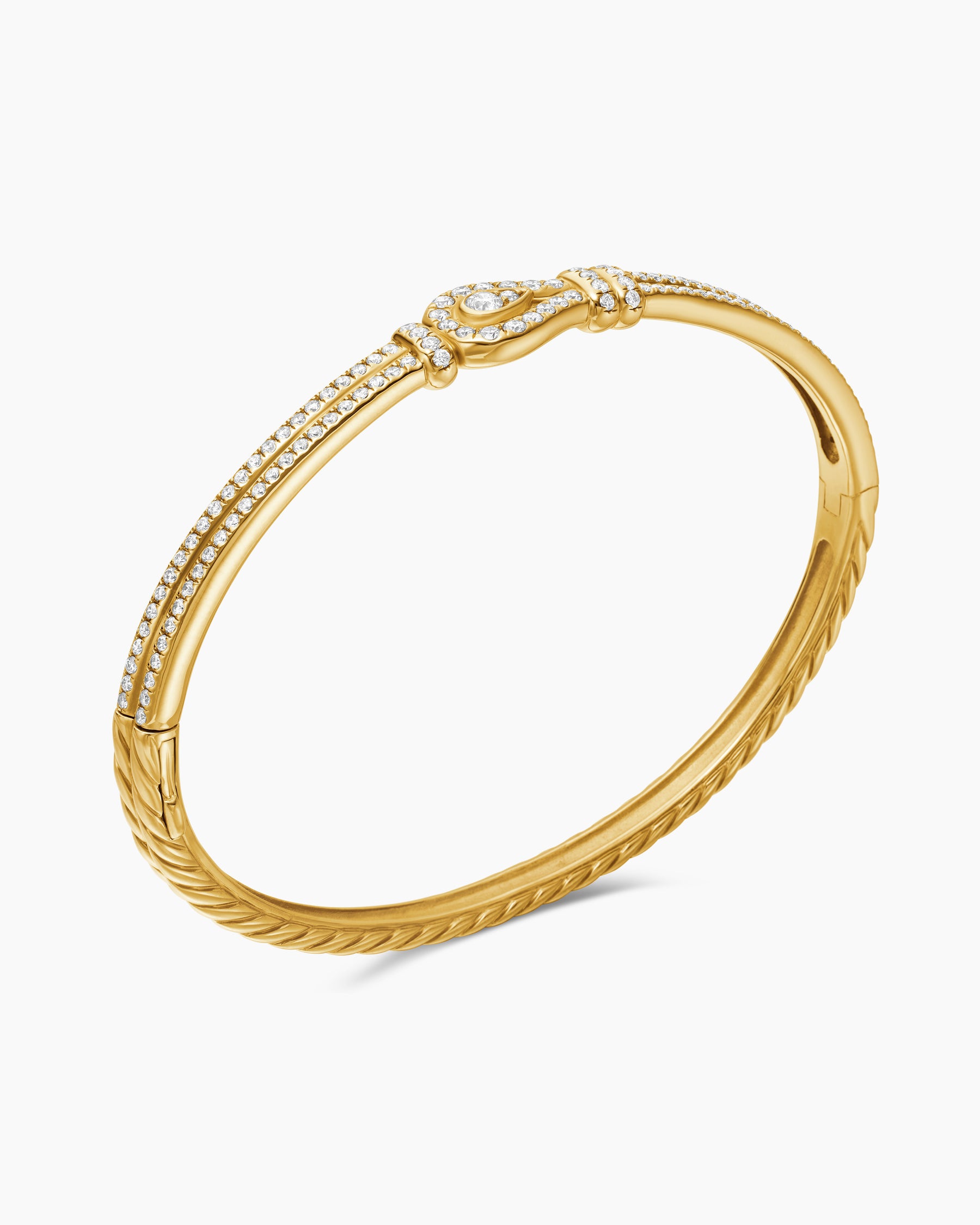 David Yurman 18K Gold Thoroughbred Loop Bracelet with Pavé Diamonds 