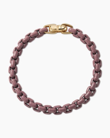 DY Bel Aire Color Box Chain Bracelet in Mauve Acrylic with 14K Yellow Gold Accent, 6mm