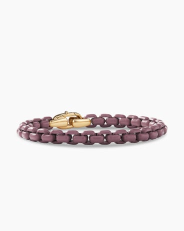 DY Bel Aire Color Box Chain Bracelet in Mauve Acrylic with 14K Yellow Gold Accent, 6mm