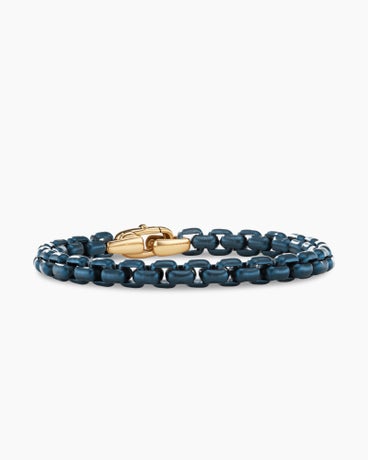 DY Bael Aire Colour Box Chain Bracelet in Navy Acrylic with 14K Yellow Gold Accent, 6mm