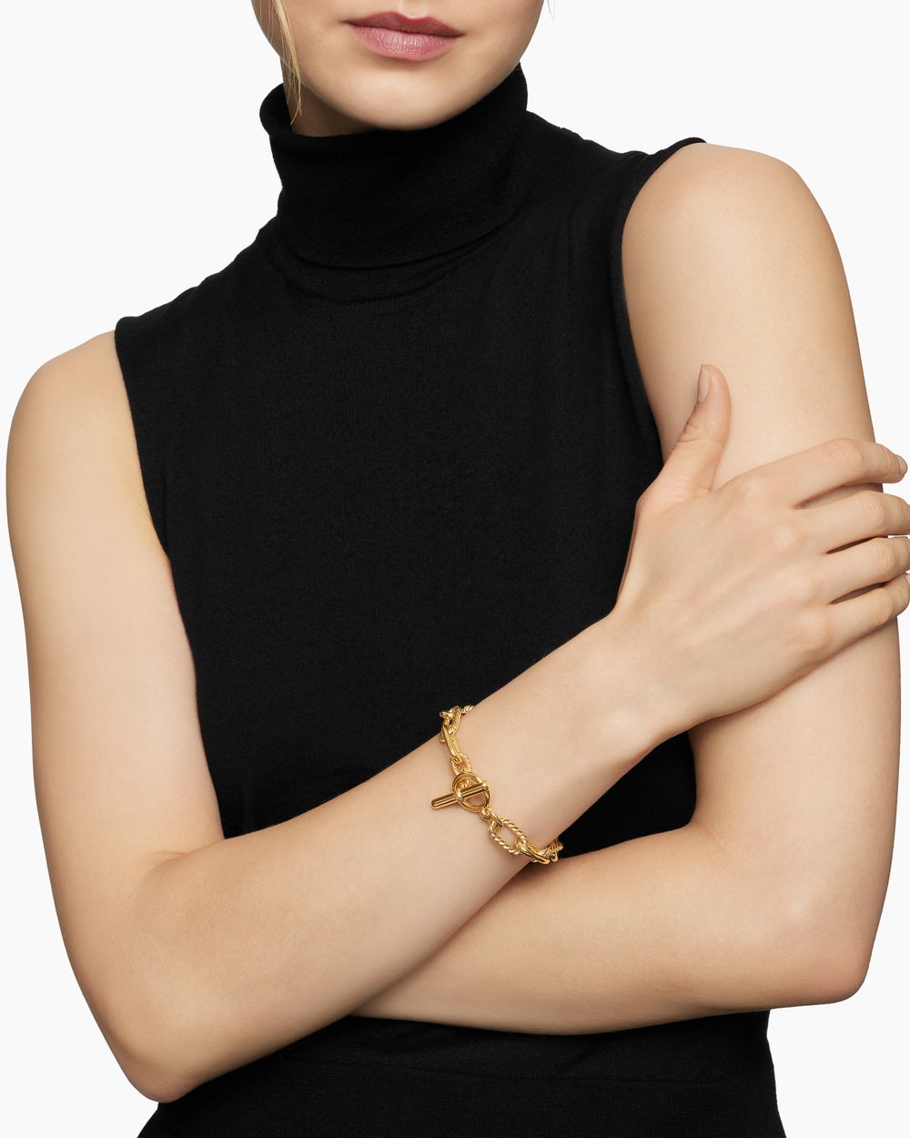 Bracelet chaîne DY Madison® avec fermoir en T en or jaune 18 carats, 11 mm femme