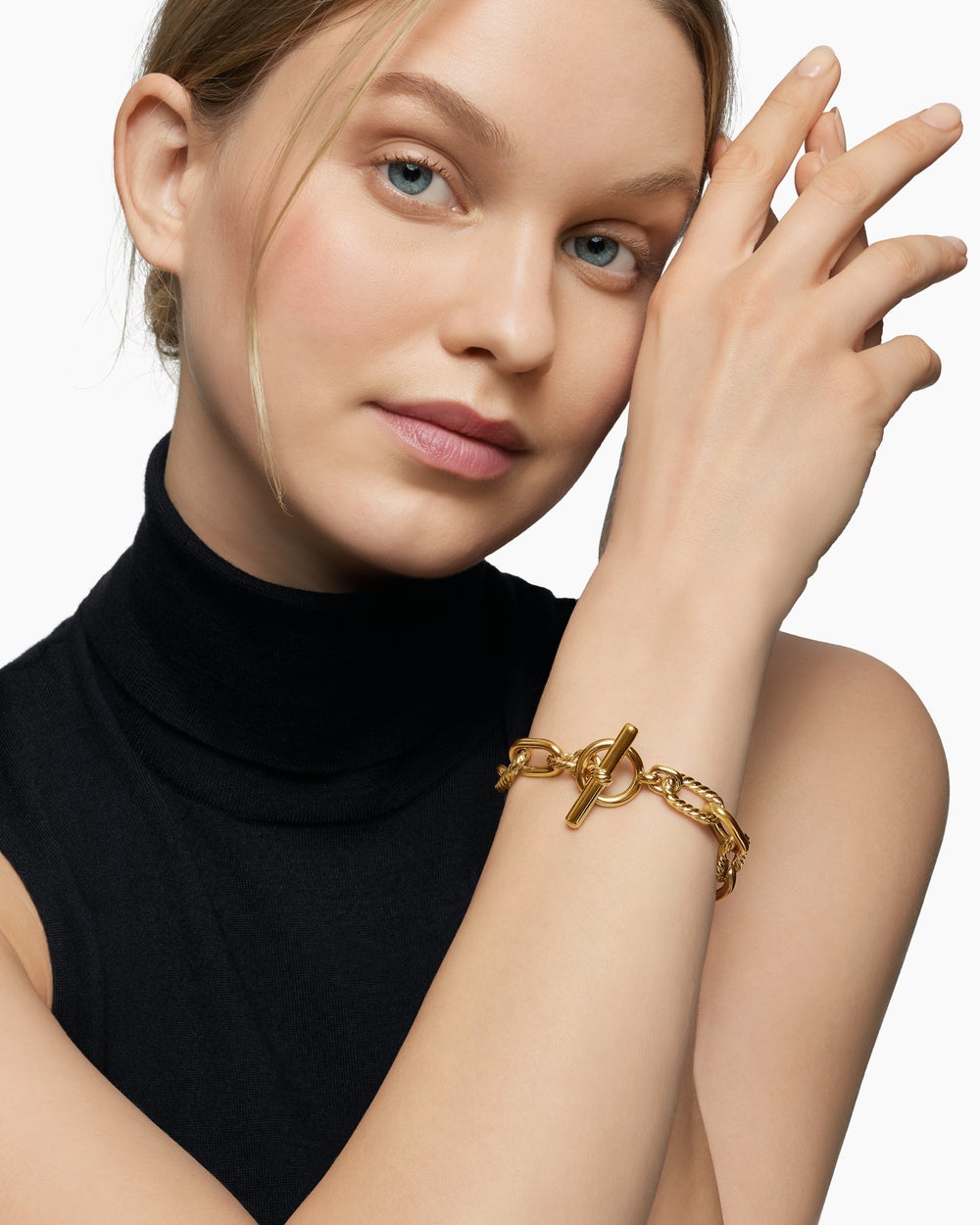 Bracelet chaîne DY Madison® avec fermoir en T en or jaune 18 carats, 11 mm femme