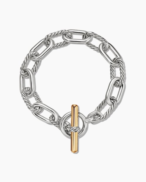 Womens DY Madison Toggle Chain Bracelet in Sterling Silver with 18K Yellow Gold, 11mm