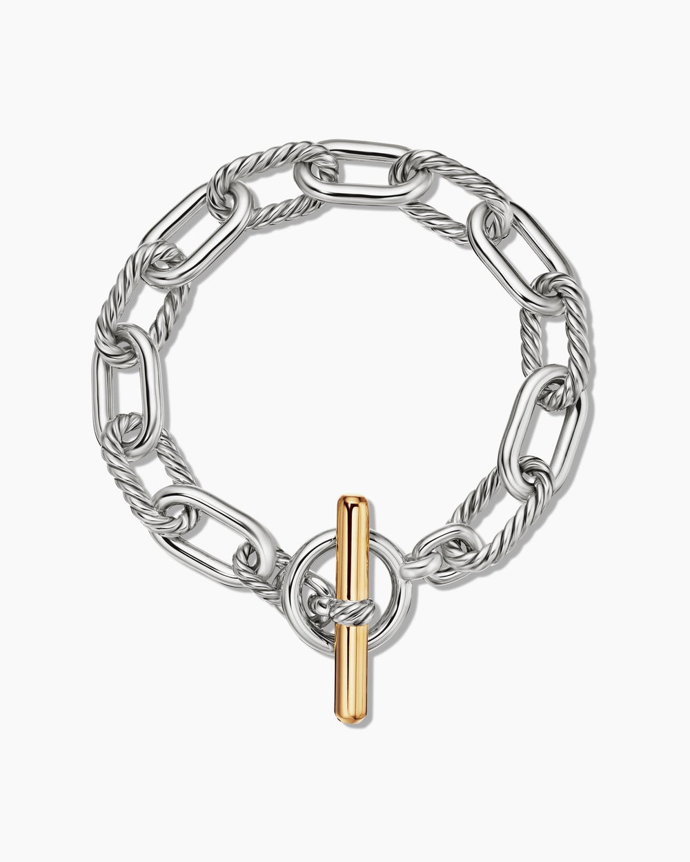 Bracelet chaîne à fermoir en T DY Madison en argent sterling avec or jaune 18 carats, 11 mm femmes