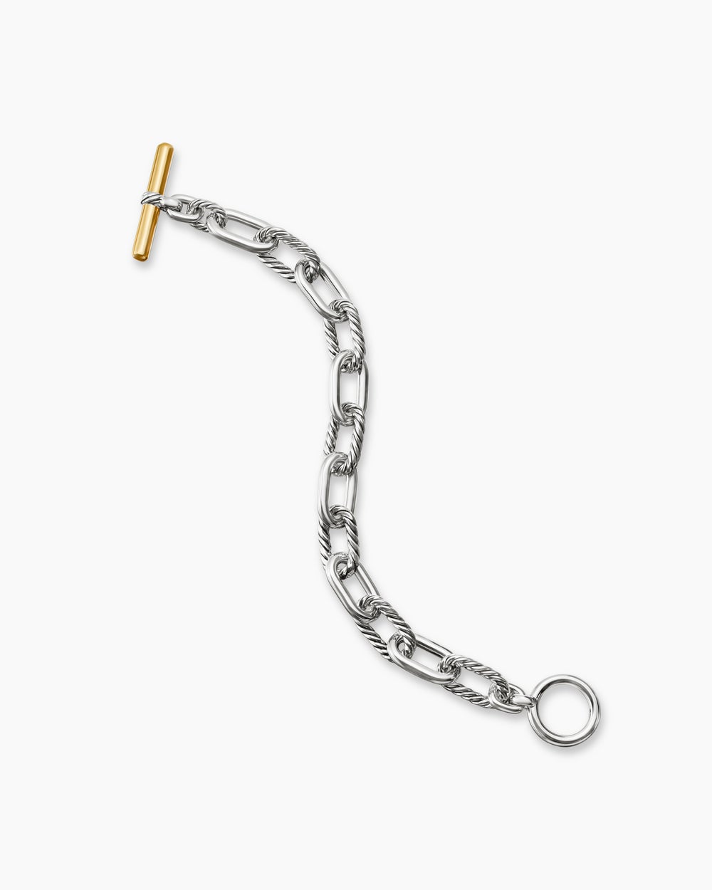 Bracelet chaîne à fermoir en T DY Madison en argent sterling avec or jaune 18 carats, 11 mm femmes