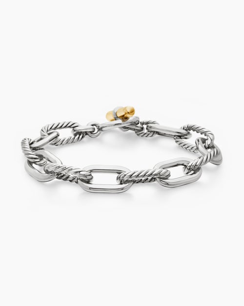 Womens DY Madison Toggle Chain Bracelet in Sterling Silver with 18K Yellow Gold, 11mm