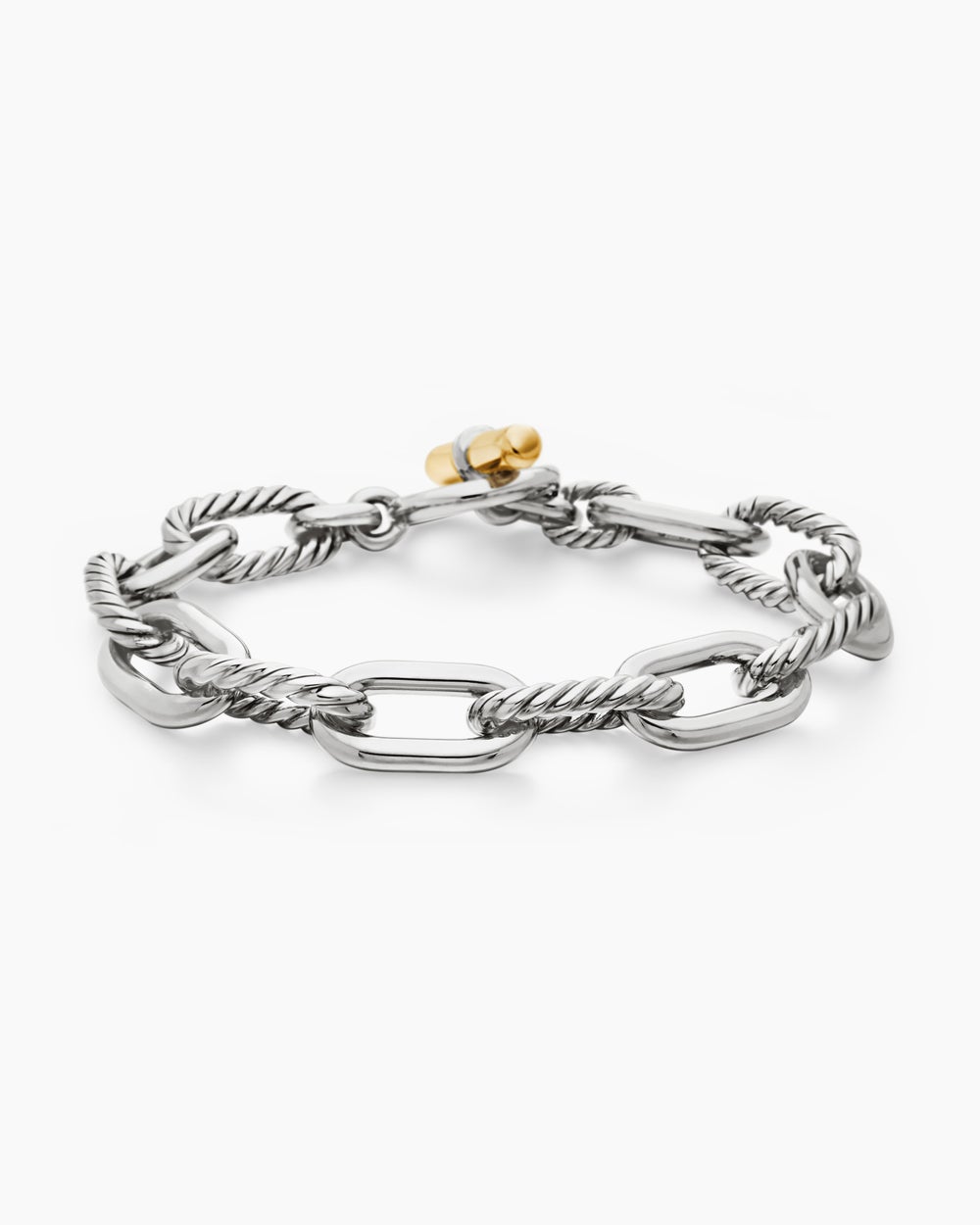 Bracelet chaîne à fermoir en T DY Madison en argent sterling avec or jaune 18 carats, 11 mm femmes