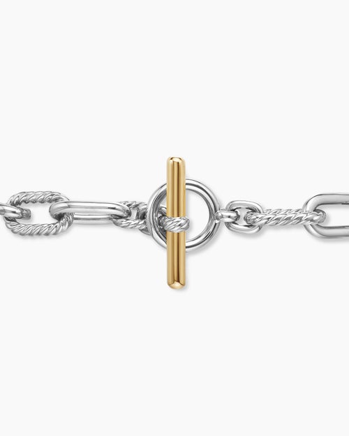 Womens DY Madison Toggle Chain Bracelet in Sterling Silver with 18K Yellow Gold, 11mm